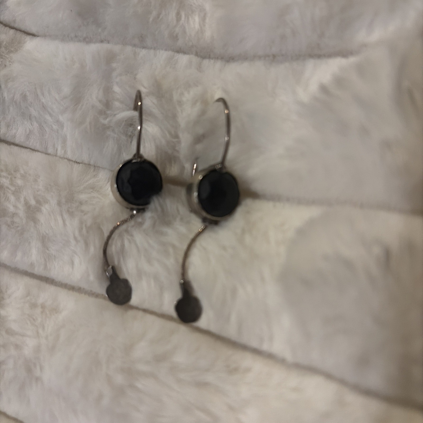 Vintage Silpada Sterling Silver 925 Matte Black Onyx Drop Dangle Earrings