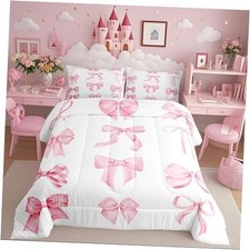 Dreamy Coquette Bow Comforter Set Size,Fantasy Coquette Full Coral Pink White