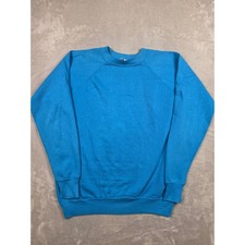 Vintage FL Robinson Sweatshirt Mens XL Fit L Blue Raglan Made In USA Blank Stain