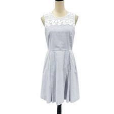 Tommy Hilfiger 6 Blue & White Stripe Flower Lace Sleeveless Fit & Flare Dress