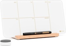Desktop Glass Weekly Planner Whiteboard with Detachable Wood Stand,Small Portabl
