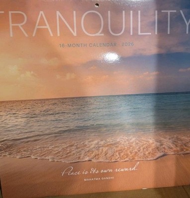Tranquilty 2026 Wall Calendar Quotes Gandhi Emerson Jefferson Sunset Mountain