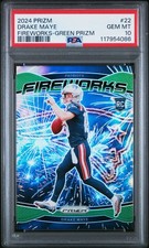 2024 PANINI PRIZM FIREWORKS GREEN PRIZM #22 DRAKE MAYE PSA 10