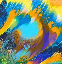 4”x4” Original Abstract Acrylic Painting, By ShineGoldenArt