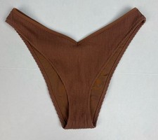 Aerie Bikini Bottom Brown Solid Ribbed Cheeky New Tags Beach Summer Swimwear