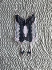 NWT Victoria's Secret Women's Pink and Black Lace Bustier Corset 36B