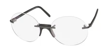 NEW ANDY WOLF IGNACIO EYEWEAR 55-18-135 METAL & PLASTIC ROUND RIMLESS E GRAY