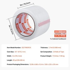 2" Heavy-Duty 2.7mil Clear Shipping Packing Moving Tape 120 yards/360' ea