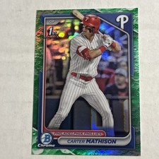 2024 Bowman Chrome Draft  Carter Mathison #BDC-127 (RC) Green Lunar - Phillies 