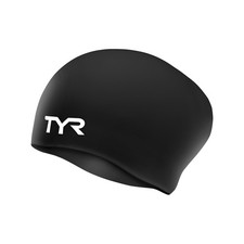 TYR Adult Long Hair Silicone Swim Cap for Braids, Dreadlocks, Streamlined