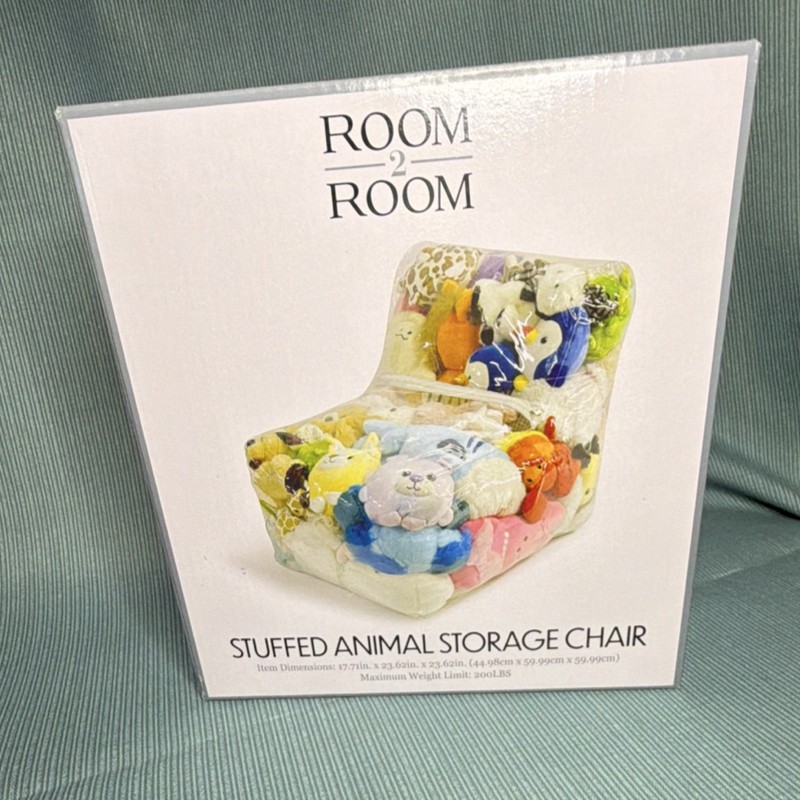 Room 2 Room Stuffed Animal Storage Chair Clear Rectangular Zipper 24x24x18 in