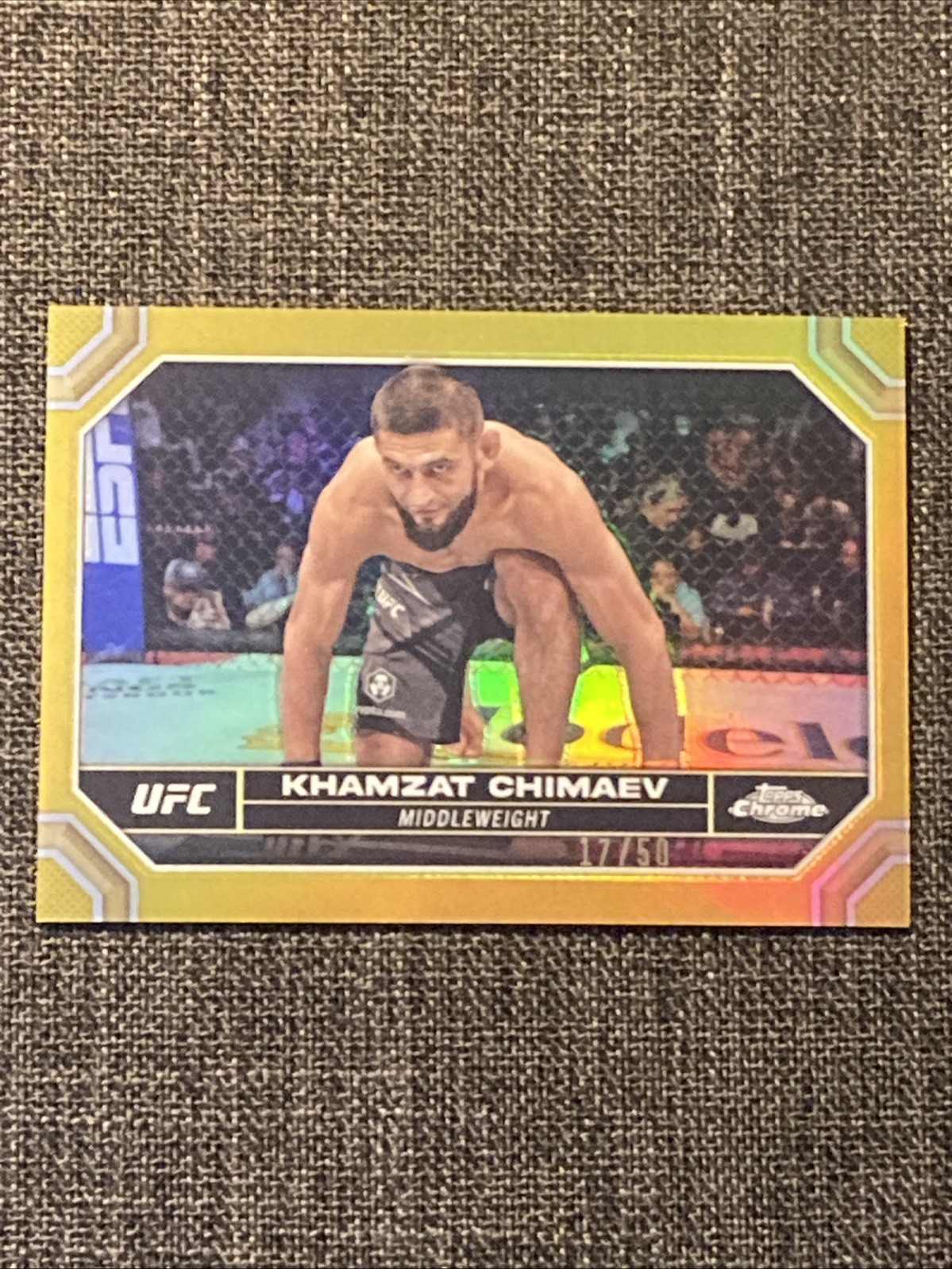 2024 Topps Chrome UFC Khamzat Chimaev #114 Gold Refractor /50