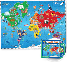 World Map Puzzle for Kids - 75 Piece - World Puzzles with Continents - Childrens
