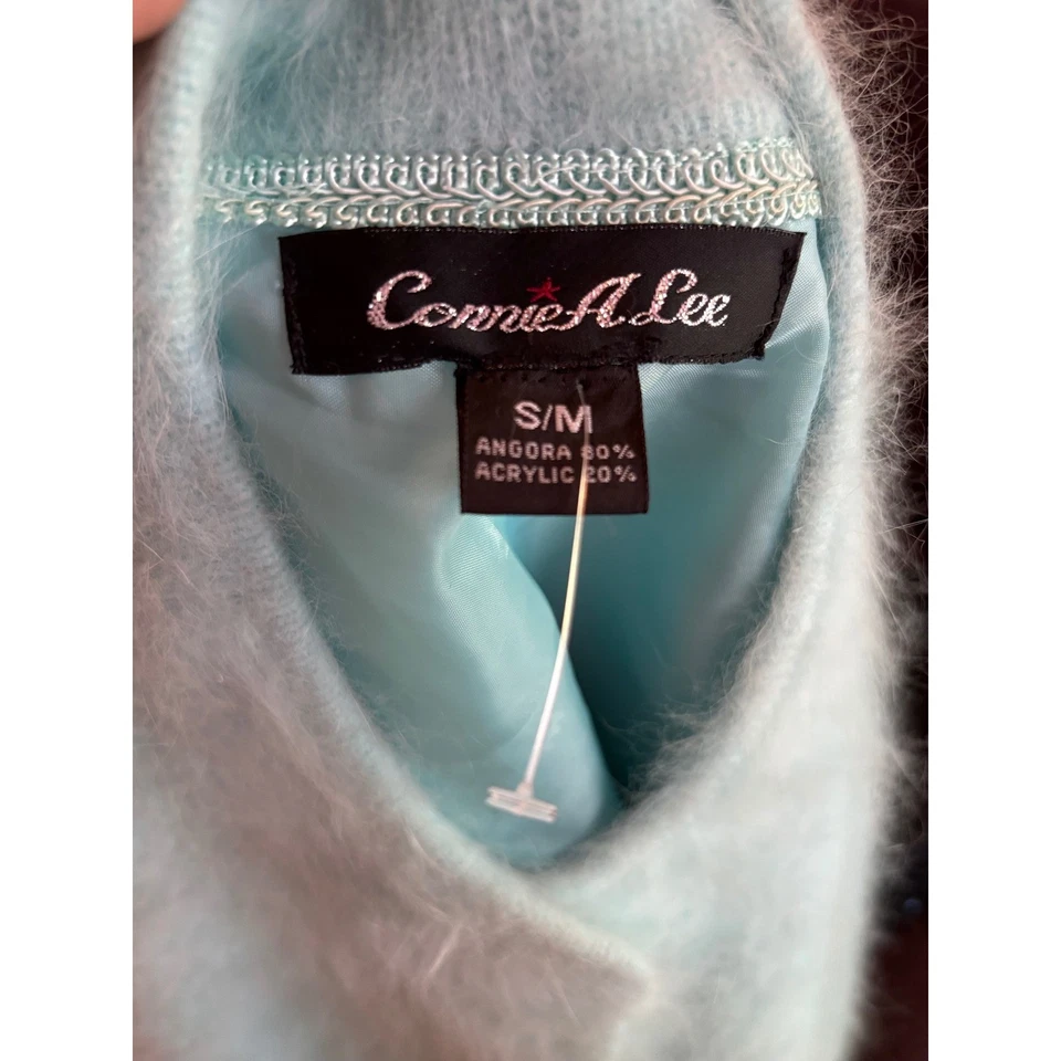 Nuevo sin etiquetas Cárdigan Suéter De Colección Connie A Lee Angora Para Mujer S/M Azul Difuso Foto 3 de 4