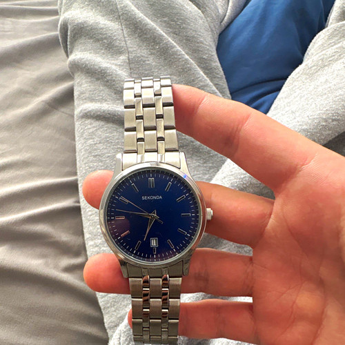Sekonda Men's Quartz Watch Blue Dial Date 50m 40mm Steel Bracelet 40311