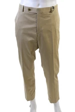 Sartoria Ambrosiana Mens Zipper Fly Pleated Straight Leg Pants Brown Size 38
