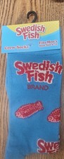 1 pair blue/ red SWEDISH FISH Crew Socks Fits Men's Shoe Size 6-12