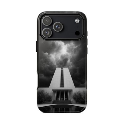 For iPhone/Galaxy/Pixel - Phone Ink Case - Brutalist Building Moody Clouds