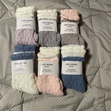 6 Pairs Women Soft Fluffy Cozy Bed Socks Warm Slipper Fleece Sock Winter