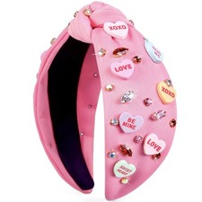 Pink Valentines Day Love Heart Jeweled Headband Outfits Hair Accessories