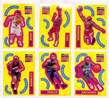 1996 NBA Stick-Ums Upper Deck 6 Card Lot Kidd, Barkley, Rodman, Hill, Anthony NM