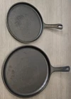 Restored 2 Flat Griddle Skillets Lodge 90G Cast Iron Vintage Calerie Set of 2