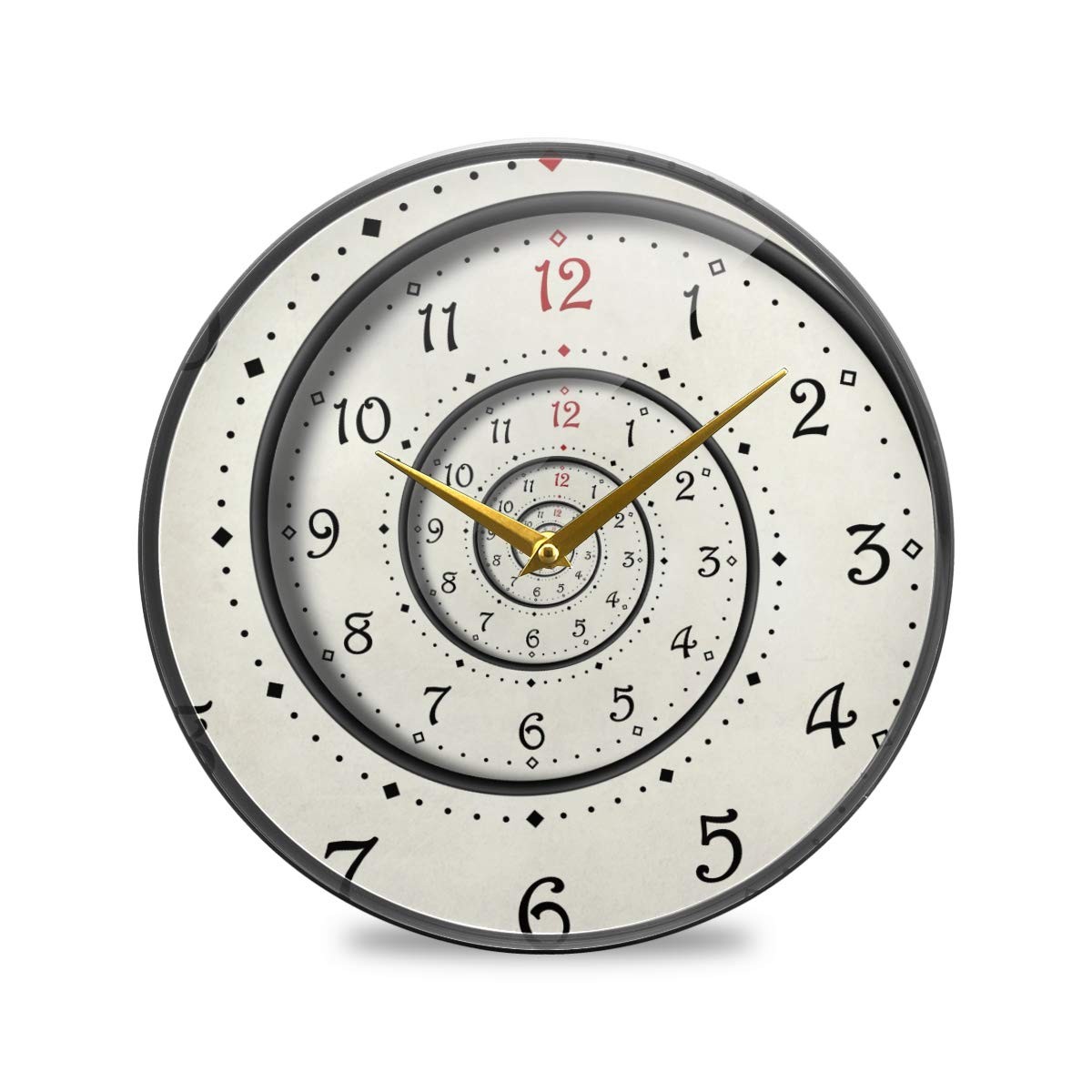ALAZA Modern White Spiral Wall Clock Battery Operated 9.5x9.