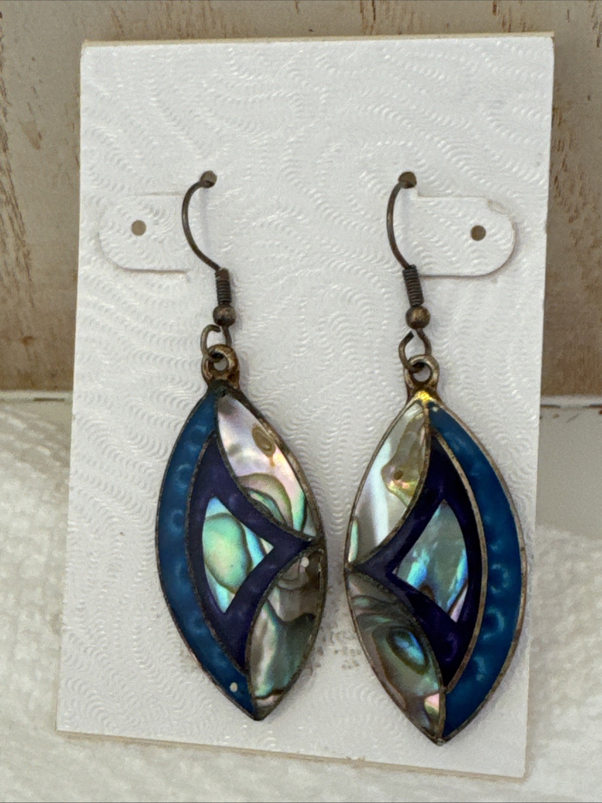 Elegant Blue Abalone Shell Drop Dangle Earrings S… - image 5