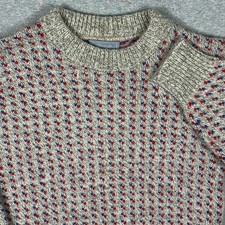 Vintage Le Tigre Sweater Women Medium USA Made Wool Birdseye Hearts Beige Knit