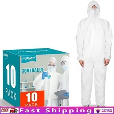 Breathable Disposable Coveralls Nonwoven Protective Suit W/ Elastic Cuffs Hood