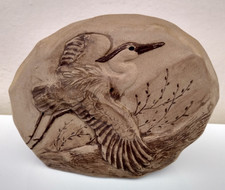 Poole pottery stoneware Grey Heron bird freestanding plaque - rare