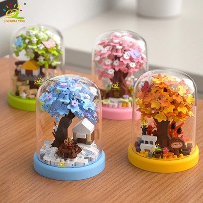 HUIQIBAO MOC Four season Mini Tree House with Display Box Model Micro... 