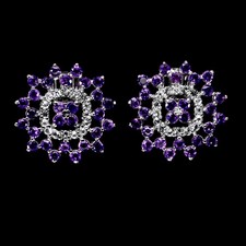 925 Sterling Silver Earrings Round Amethyst 2mm White Topaz Gemstone Jewelry