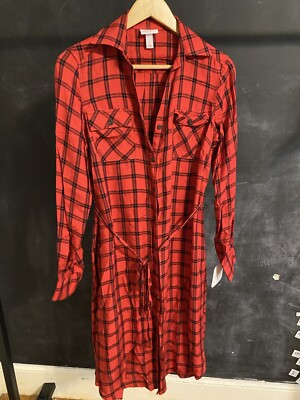 NWT Target Isabel Maternity by Ingrid & Isabel Red Plaid dress button up S  | eBay