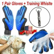 Deshedding Hair Fur Removal Pet Dog Cat Grooming Glove with Training Whistle