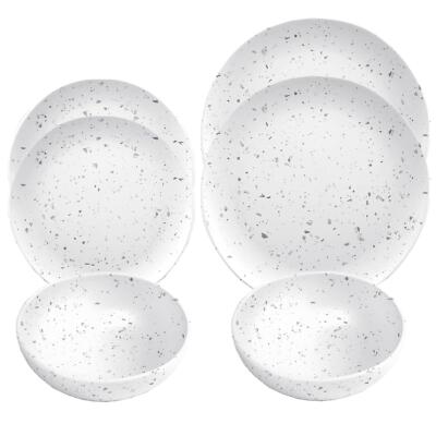 Epicurean White Terrazzo Melamin/Kunststoff - 6-teilig - Geschirr - Set für 2