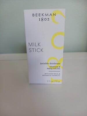 BEEKMAN 1802 Milk Stick Invisible Deodorant Aluminum Free Full Sz 2.5oz/75g New