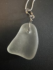 Clear Seaglass Necklace; Sterling Silver Chain, 17 Inches