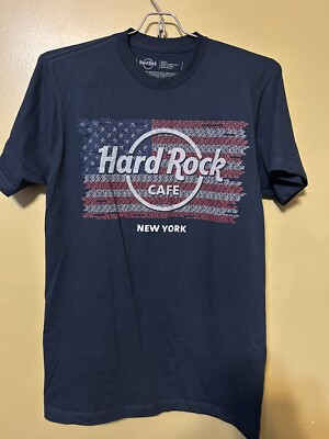 Men’s Hard Rock Cafe New York American Flag Navy T Shirt Small