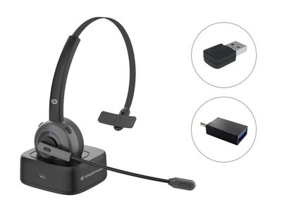 Conceptronic POLONA Kabelloses Bluetooth-Headset mit Ladedoc & Bluetooth USB au