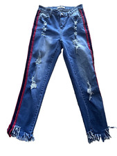 Hot Delicious Women’s Jeans stretch mid rise Embroidered size M color blue