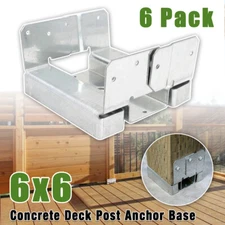 6Pcs 6x6 Concrete Deck Post Anchor Base Adjustable Metal Post Bracket Post Base