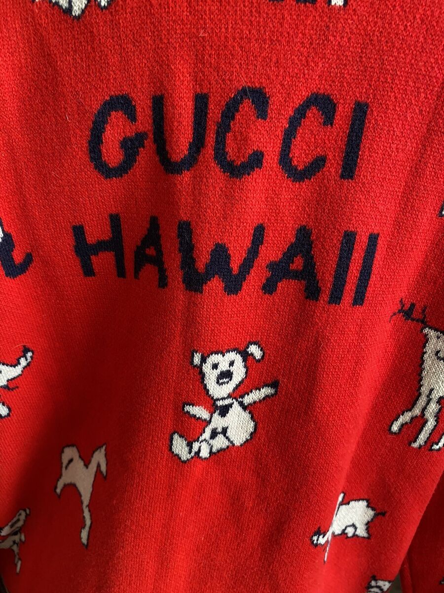 Gucci Hawaii animal Jacquard wool knitted cardigan. Notice Gucci Hawaii animal Jacquard wool knitted cardigan. Notice