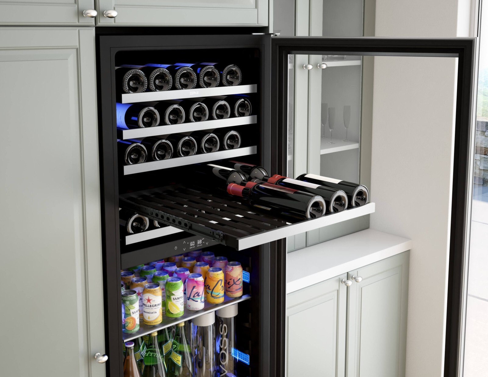 Zephyr 24 Inch SS/Glass Full Size Wine & Beverage Cooler PRWB24F02AG