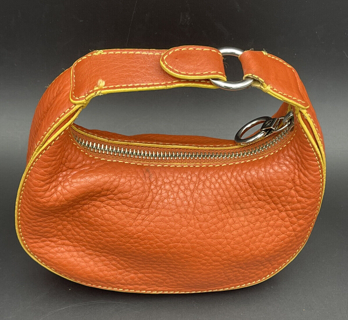 Cole Haan Leather Limited BURNT Orange Mini Pouch Bag Hand Purse 7