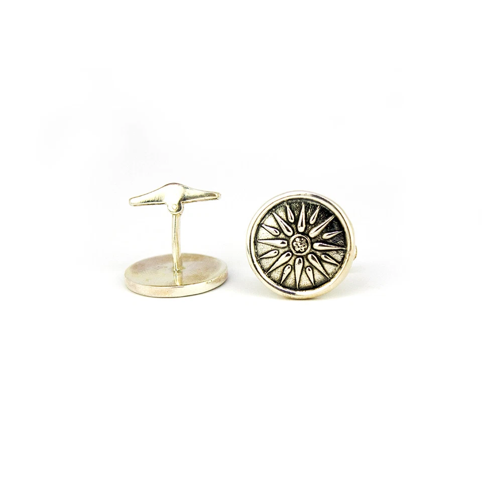 Gemelos Vergina Sun de plata de ley 925 - Joyería griega hecha a mano - Joyería para hombre Foto 3 de 4