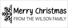Rectangular Merry Christmas Stamp with Snowflake Symbol and Family │ 1" x 2.5"