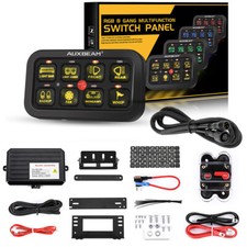 Panel de interruptor de 8 velocidades AUXBEAM AR-800 RGB + Línea de cable de extensión de 4 pies ATV UTV 12/24V