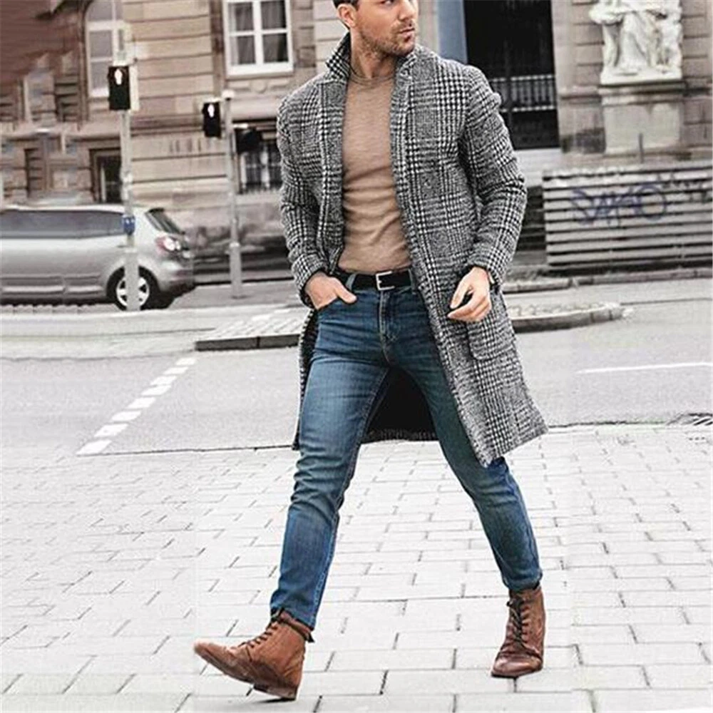 Plaid trench hotsell coat men