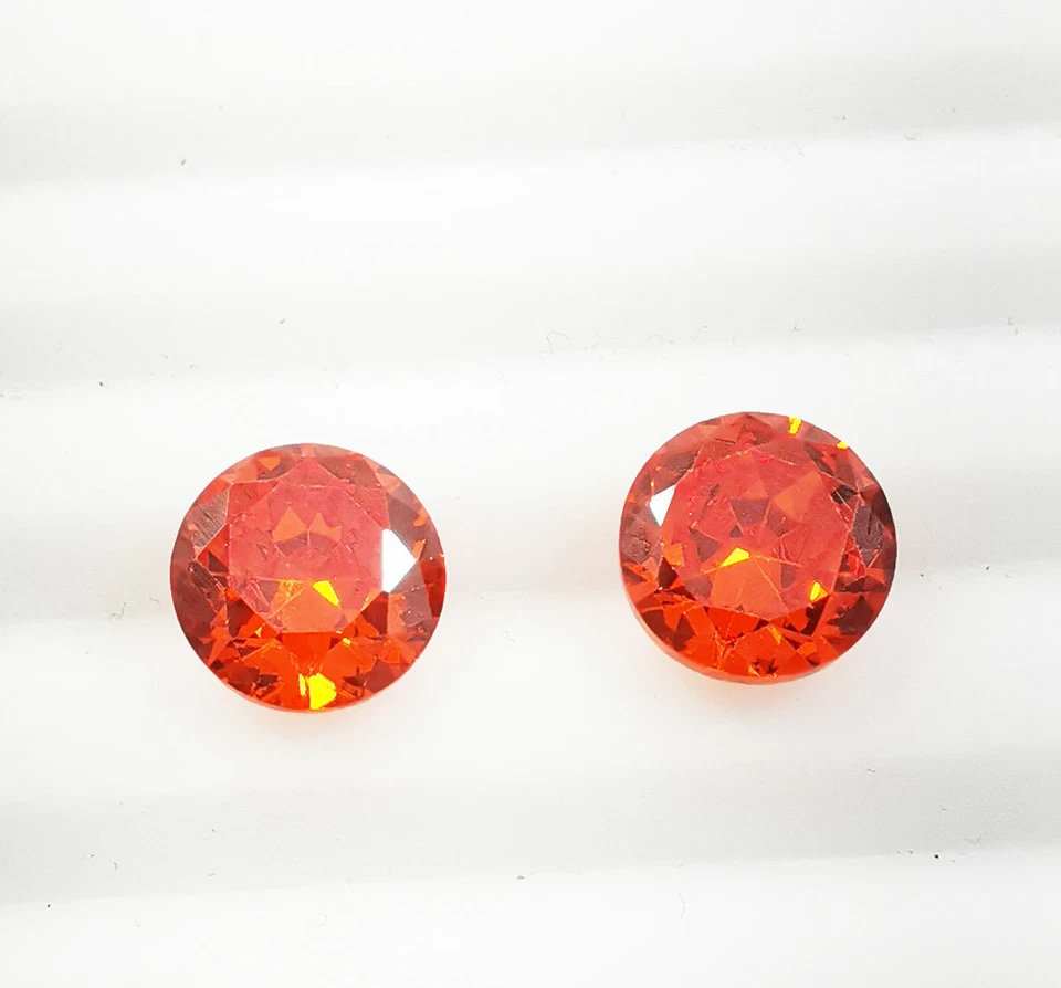 10.30 Ct Pair Orange Zircon Round Shape Loose Gemstones 9.00x8.95x5.15 MM - Image 3 of 4